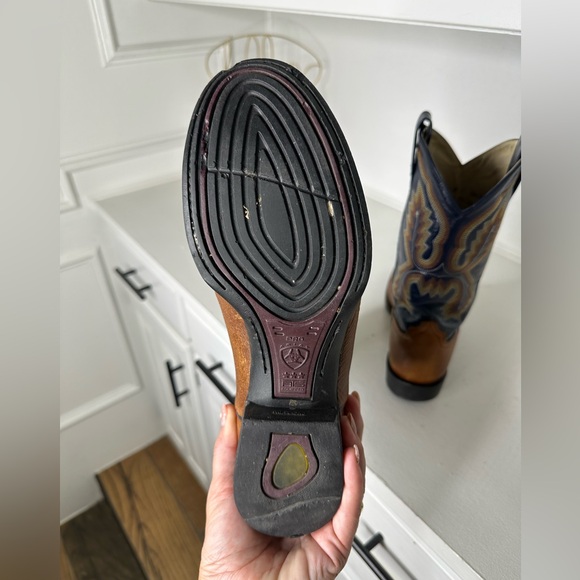 Ariat Two-Tone Western Cowboy Boots Women’s 8.5B – Brown & Navy Leather - Picture 7 of 8